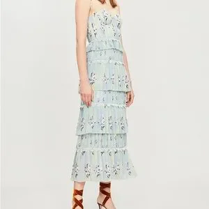 オールインワン・サロペット Self-Portrait Floral Tiered Midi Dress With Pleated s_wp_636455d2bd66cddcf8799fa2.webp